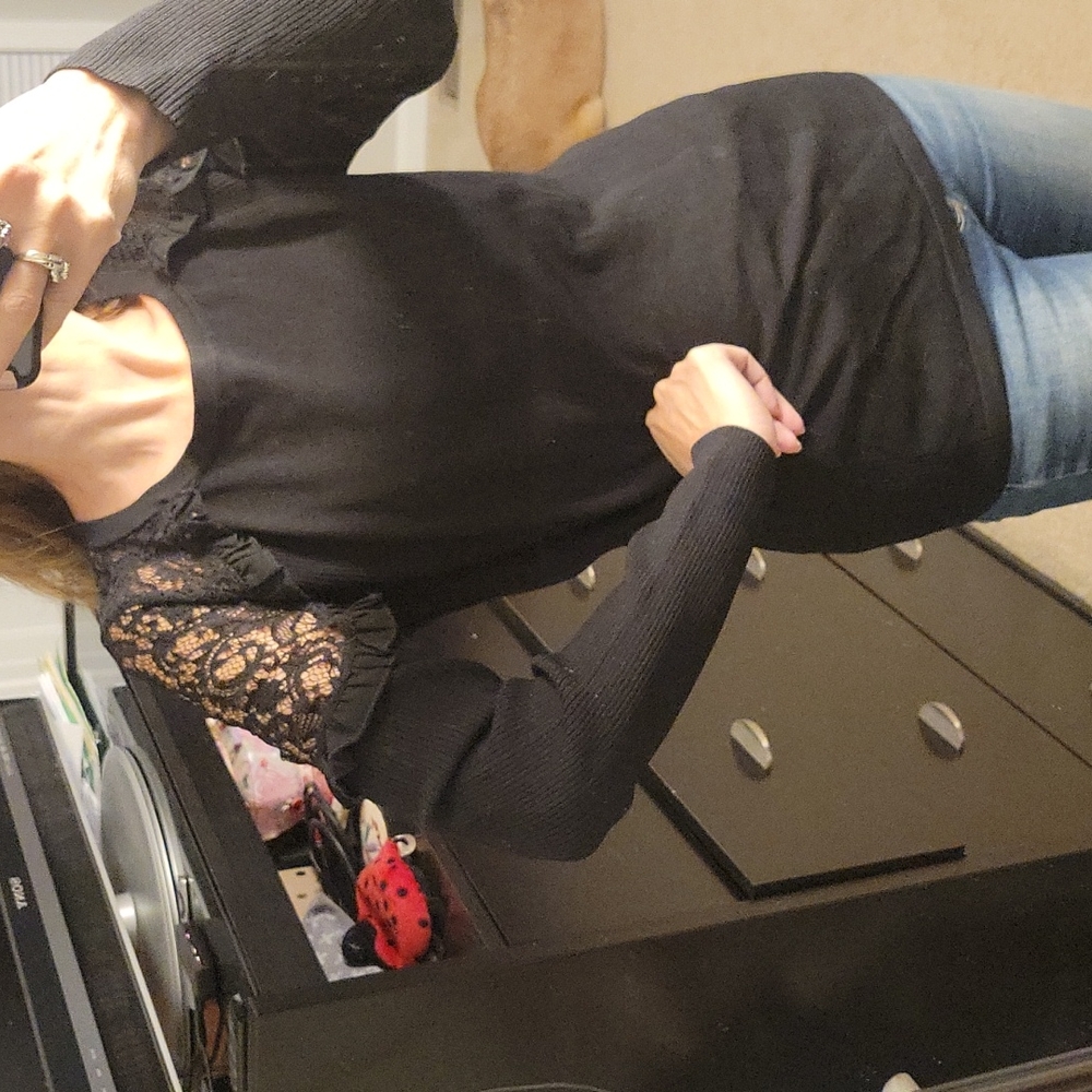 INC- black sweater with lace.